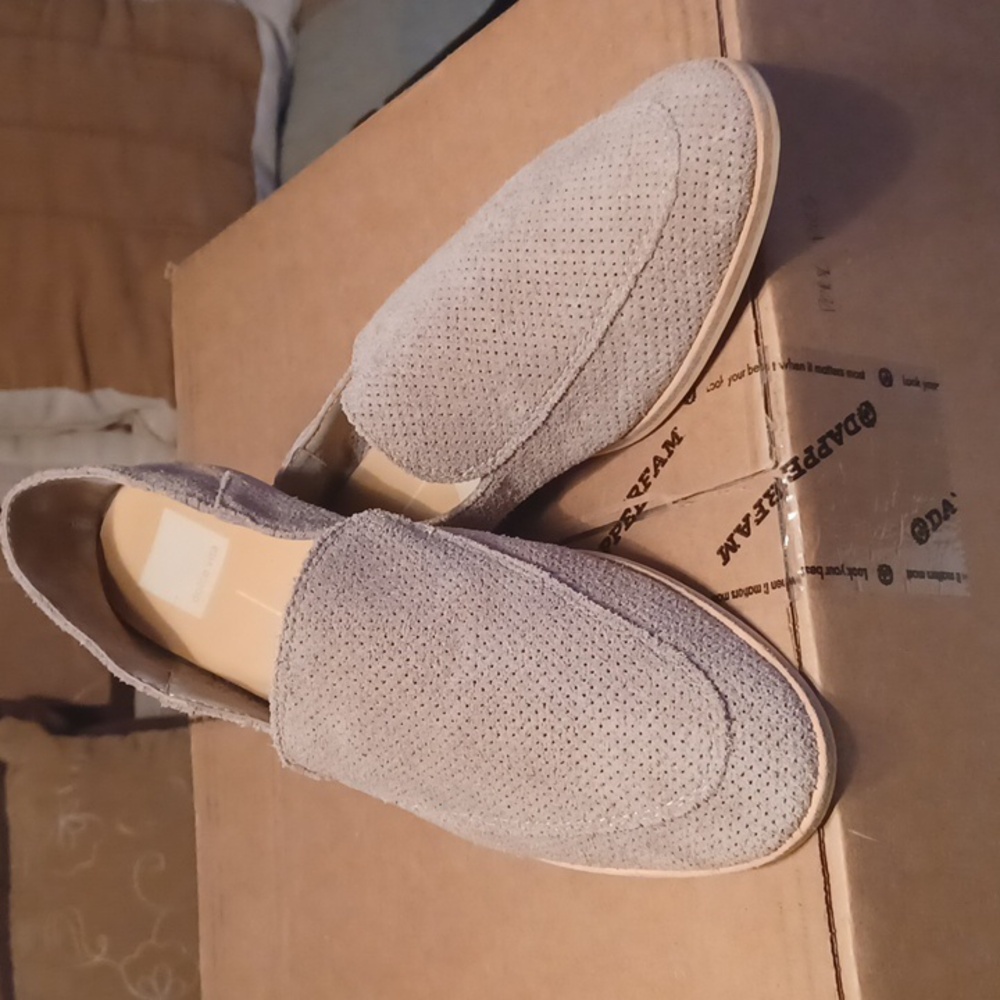Women's Sz 10, Dolce Vita tan perforated suede loafers. New. Never worn